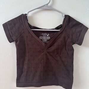 Free People Chocolate Short Sleeve Top